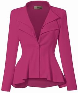 Hybrid & Company Women Super Comfy Ponte Office Blazer JK43864 1073T Fuchsia L
