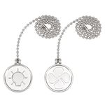 sourcing map Pull Chain Silver Tone Coin Pendant 12 inch Lighting Ceiling Fan Decorative Pack of 2