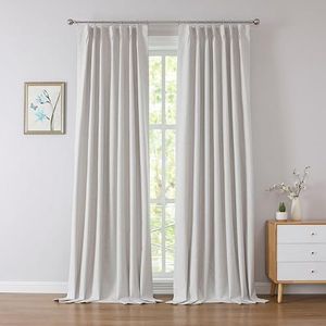 Kayne Studio Blackout Pinch Pleated Curtains,Linen Textured Pleated Drapes for Living Room,Thermal Insulated Window Curtains,Back Tab with 9 Pin Hooks (Natural Beige,40" x 95",1panel)