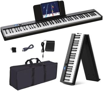 KONIX Folding Piano Keyboard 88 Key Full Size Semi-Weighted Portable Keyboard Piano, Bluetooth Electric Piano with Sheet Music Stand, Sustain Pedal and Piano Bag