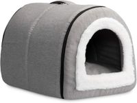 Blessing Dog House, Portable Cat Igloo Bed with Removable Cushion, 2 in 1 Washable Cozy Dog Igloo Bed Cat Cave, Foldable Non-Slip Warm for Pets Puppy Kitten Rabbit (Gray, Small)