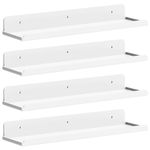 Lifewit Floating Shelves for Wall, 4 Pack White Plastic Shelf 38.1cm Room Decor for Bookcase/Vinyl Record Display/Photo/Picture in Bedroom, Living Room, Bathroom, Kitchen Storage and Organization