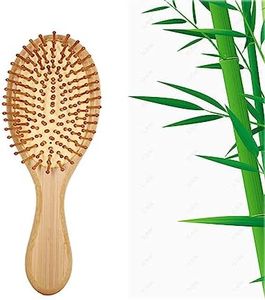 YQkangzhu Bamboo Paddle Hair Brush, Natural Bamboo Air Cushion Comb for Massaging Scalp, Anti Static Hair Massage Brush for Daily Care, Large Oval Brush for Curly Hair, Reduce Frizz No Hair Tangle