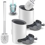 Toilet Brush and Holder Set 2 Pack, Domi-patrol Toilet Bowl Brush and Holder White, Hard Bristles Toilet Cleaning Brushes for Bathroom with Holder, Anti Rust Handle Toilet Scrubber Wall Mounted