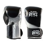 CLETO REYES High Precision Boxing Gloves with Hook and Loop Closure for Training and Heavy Punching Bags for Men and Women, MMA, Kickboxing, Muay Thai, 8 oz, Black Silver