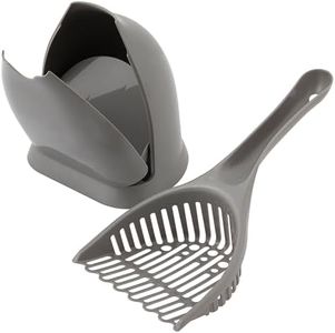Petmate Scoop N' Hide Cat Litter Scoop with Discreet Litter Scoop Holder, Brushed Nickel