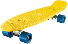 Ridge Skateboards 27 Inch Big Brother Retro Cruiser Skateboard - UK Manufactured, Yellow-Blue