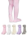 LA Active Baby Tights - 5 Pairs - Non Skid/Slip Cable Knit (Pink/White/Ivory/Lavender/Grey, 2T-3T)