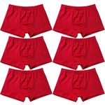 wealsex Mens Boxers Multipack (4/6 Pack) Red Boxers Shorts Trunks Underwear Men (6 Pack,L)