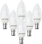 paul russells 6.5W LED Candle Light Small Bayonet Cap B15D, 60w Bulb, 806LM LED Bulbs, 3000K Warm White Lamps, Frosted C35 SBC Energy Saving Chandelier Lightbulbs, Pack of 6