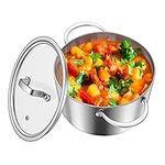 3 Litre tri-ply Stainless Steel Induction Pot with Glass Lid Cooking Soup Pot Stockpot Compatible with All Heat Sources Oven Safe 20CM (3L) by UMOODES