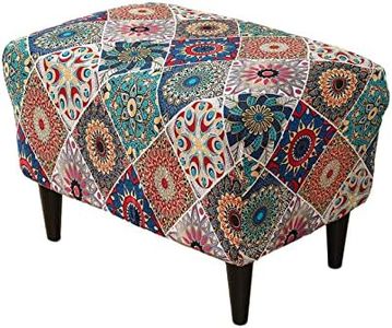 KRFOONN Ottoman Slipcovers Stretch Rectangle Footrest Stool Covers Printed Ottoman Cover for Foot Stool Furniture Protector with Non Slip Elastic Bottom(12, X-Large)
