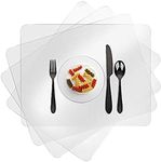 Greengoal Clear Placemats Washable Non-Slip Heat-Resistant, Transparent Mats for Dining Table, Office Desk, Shelves, and Kitchen Counter Cover. (4pcs)