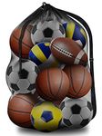 BROTOU Extra Large Sports Ball Bag Mesh, Basketball Bags Team Balls, Adjustable Shoulder Strap, Team Work Ball Bags for Holding Soccer, Football, Volleyball