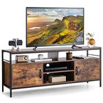 COSTWAY TV Stand for TVs up to 65", Wooden TV Cabinet Media Entertainment Center with 2 Doors, Adjustable Storage Shelf & Cable Manage Holes, Industrial TV Unit Console Table for Living Room Bedroom