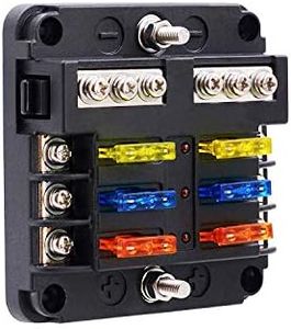 BlueFire 6 Way Blade Fuse Box Fuse Holder Standard Circuit Fuse Holder Box Block with LED Indicator, Fuses & Protection Cover for Car Boat Marine Truck Vehicle SUV Yacht RV