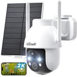 ieGeek Security Cameras Wireless Outdoor-Solar & Battery Powered Camera System for Home Exterieur Surveillance, 360°PTZ WiFi Cam with 2K Color Night Vision, Smart Siren, Motion Sensor, Work with Alexa