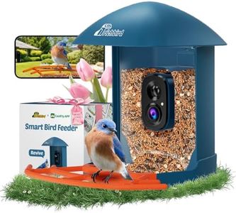 Smart Bird Feeder with Camera, Birdwatching Camera with Lifetime Free AI Identify Bird Species & Solar Panel, Auto Video Capture & Instant Notifications, Ideal Gifts for Lover, Deep Blue
