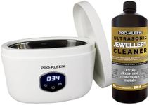 Pro-Kleen Ultrasonic Jewellery Cleaner And Cleaning Solution 43000Hz, 30W, Cleans Necklace Rings Glasses Jewellery Necklace Watch Straps Coins Dentures