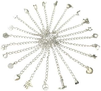 Beading Station 20 Pcs 2" Silvertone Extender Chains with Charms For Bracelets & Necklaces