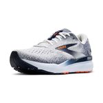 Brooks Men’s Ghost 16 Neutral Running Shoe, White/Peacoat/Orange, 9