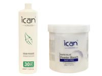 ICAN LONDON PROFESSIONAL CREAM PEROXIDE 30 VOL 9% 1000 ML + RAPID BLUE POWDER BLEACH (JAR) 500 G SET