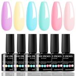 THR3E STROKES Gel Nail Polish Set - 6 Colors Gel Polish Glitter Gel Polish Sparkle Nail Polish Gel Manicure DIY Salon Nail Art Gifts (VENICE PASTELS (VP22), 7.5ML)