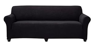 Home Beyond & HB design - Stretch Sofa Covers Slipcovers 3 Seater - Spandex Jacquard Fabric Couch Sofa Cover with Elastic Bottom - Furniture Protectors - (Sofa 72-92 Inches Wide, Stripe Black)