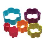 KitchenCraft Colourworks Plastic Flower Shaped Pastry/Cookie Cutters - Set of 6