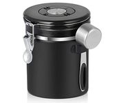 SMRONAR Coffee Canister Airtight, Stainless Steel Container for 400g/14oz Coffee Beans, Tea & Coffee Storage Canister with Date Tracker, CO2-Release Valve and 1 Measure Spoon for Coffee Powders