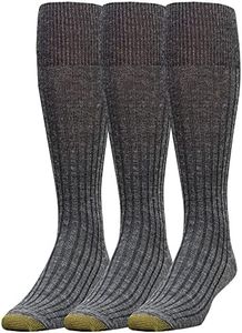 Gold Toe Men's Windsor Wool Over the Calf Dress Sock, Charcoal, 3-Pack, Size 10-13 /Shoe Size 6-12.5