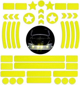 42Pcs Reflective Stickers,Self Adhesive Reflective Decal Stickers Bicycle Safety Warning Reflective Strip Tape Waterproof Fluorescent Reflective Tape for Motorcycle,Cars,Stroller,Helmet,Scooter