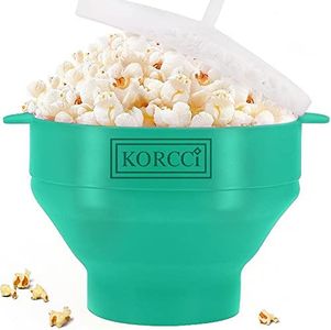 The Original Korcci Microwaveable Silicone Popcorn Popper, BPA Free Microwave Popcorn Popper, Collapsible Microwave Popcorn Maker Bowl, Dishwasher Safe -Aqua