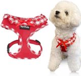 SuperBuddy Upgraded Soft Mesh Dog Harness, Super Breathable Lightweight Pet Harnesses for Puppy Dogs Outdoor Walking, Red Dog Harness -XSmall