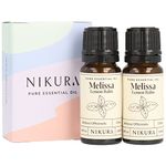 Nikura Melissa (Lemon Balm) Essential Oil - 20ml (2 x 10ml) | 100% Pure Natural Oils | Perfect for Aromatherapy, Diffusers, Humidifier, Bath | Great for Self Care, Massage, Skin | Vegan & UK Made