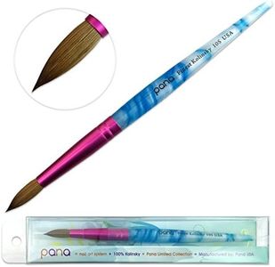 PANA USA Acrylic Nail Brush Pure Kolinsky Hair Acrylic White Swirl Blue Handle with Pink Ferrule Round Shaped - Size 10