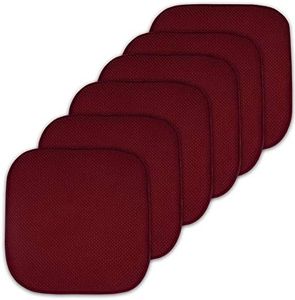 Sweet Home Collection Cushion Memory Foam Chair Pads Honeycomb Nonslip Back Seat Cover 16" x 16" 6 Pack Wine Burgundy