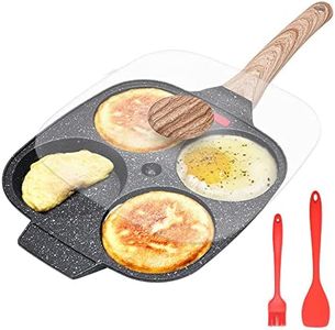 Bobikuke Fried Egg Pan, Egg Frying Pan with Lid Nonstick 4 Cups Pancake Pan Aluminium Alloy Cooker for Breakfast, Induction Compatible