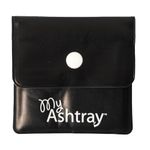 Portable Pocket Ashtray - Smell Proof PVC Small Plastic Wallets with Sturdy Plastic Button, Fireproof Lining, Aluminium Foil, Thermal Foam - Plastic Purse, All Black Singles Pack