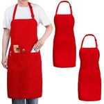 Gala Houseware Kitchen Bib Apron,red aprons pack of 2,Chef aprons with Long Tie, for Adult Men and Women,