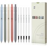 MengRan Gel Pens,0.5mm Tip,Quick Drying Black Ink Pens Fine Point Smooth Writing Pens Cute Retractable Pens for Journaling Note Taking (5 Pcs Morandi+5 Pcs Original Refills)