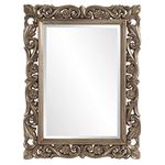 Howard Elliott Chateau Rectangular Hanging Wall Mirror, Scroll Work Frame, Home Decoration Framed Mirrors for Bedroom, Bathroom, Entryway, or Any Room, French Pewter, 31.5 x 42 Inch