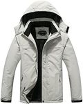 OTU Men's Waterproof Ski Jacket Snowboarding Windbreaker Warm Winter Hooded Mountain Snow Coat, Light Gray, Large