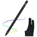 AICase Active Stylus Pen 1.45mm High Precision and Sensitivity Point Capacitive Stylus Compatible with iPhone Samsung iPad Pro iPad Air 2 Tablets, Work at iOS and Android Capacitive Touchscreen -Black(with Glove)