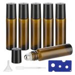 GIVITASOT 10ML Essential Oil Roller Bottles, 6 Pack Amber Oil Roller Bottles for Essential Oils, Roll on Bottles with Stainless Steel Balls(6 Labels, Opener, Funnel, Dropper Included)