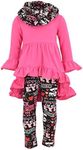 Unique Baby Girls Valentine's Day Outfit Ruffle Top Legging Set (4T/M, Pink)