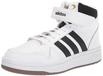 adidas Men's Postmove Mid Basketball Shoe, White/Core Black/Gold Metallic, 11