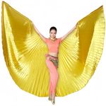 Lauthen.S Belly Dance Isis Wings with Sticks Women Halloween Costume Carnival Cape Outfit, Gold, One Size