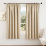 PONY DANCE Thermal Insulated Curtain Panels - Pencil Pleat Curtains Room Darkening Beige Window Curtain Drapes for Office Nursery Kid's Bedroom, 2 Pieces, W66 X L72, Biscotti Beige