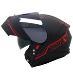 Zorax ZOR-838 Matt Black/Red S (55-56cm) Motorbike Helmet + Extra Dark Smoke Visor - Modular Flip up Front Motorcycle Helmet